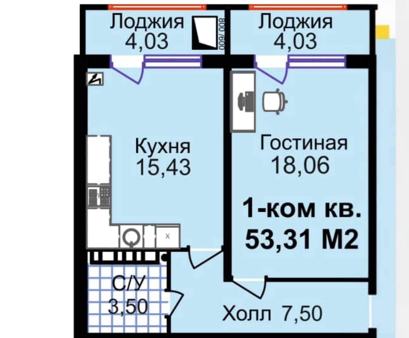 Элитка, 1 ком, 53.3 м2, этаж 8/9, ж/к Aalam City, Сост: Сдан ПСО - фото 2