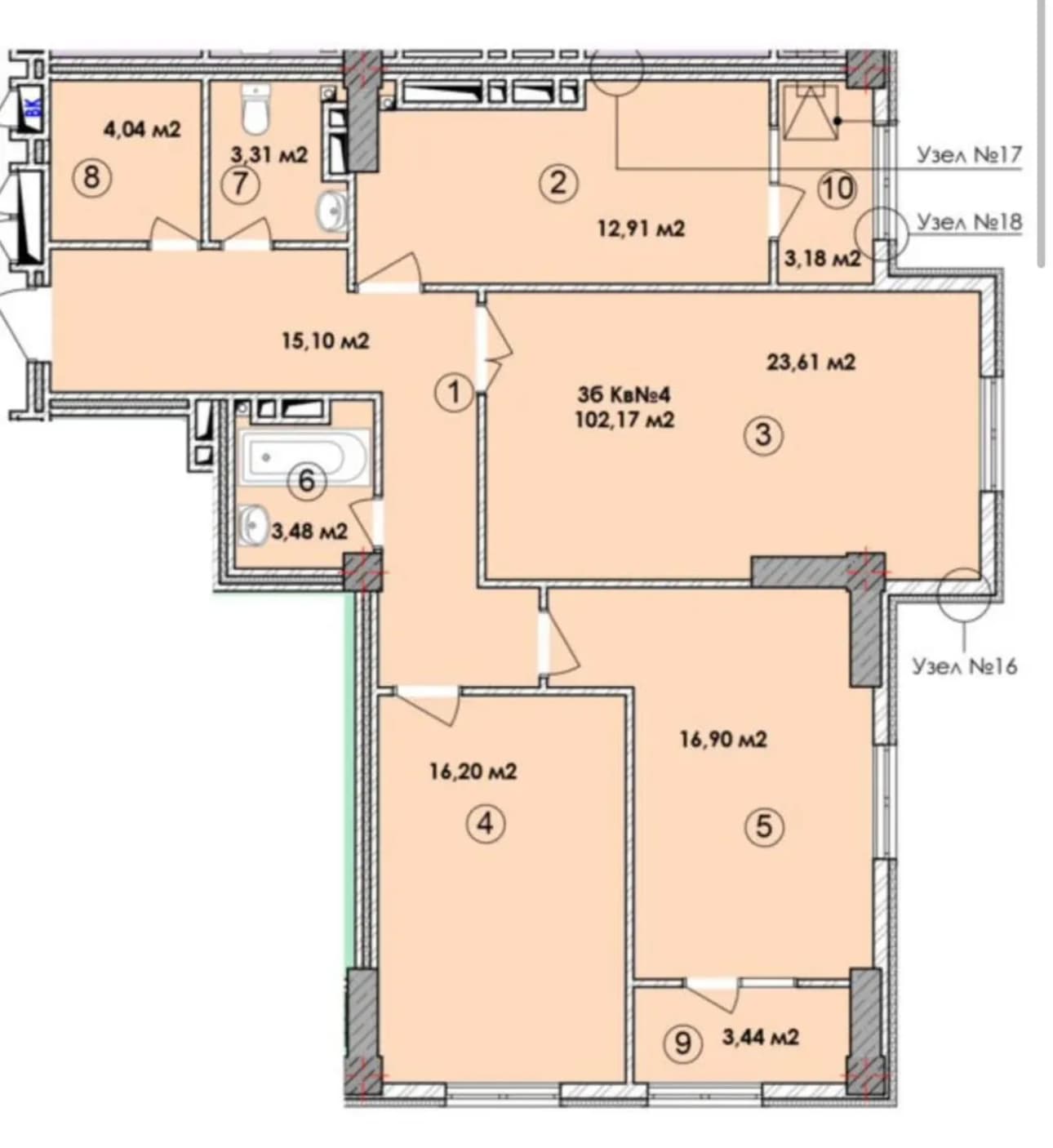 Продажа, Элитка, 3 ком, 102.17 м2, этаж 13/14, ж/к Нью Сити( New city), Сост: Строящийся ПСО - фото 3