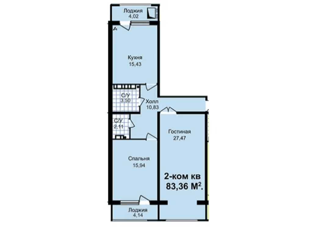 Элитка, 2 ком, 83 м2, этаж 8/10, ж/к Aalam City, Сост: Сдан ПСО - фото 1