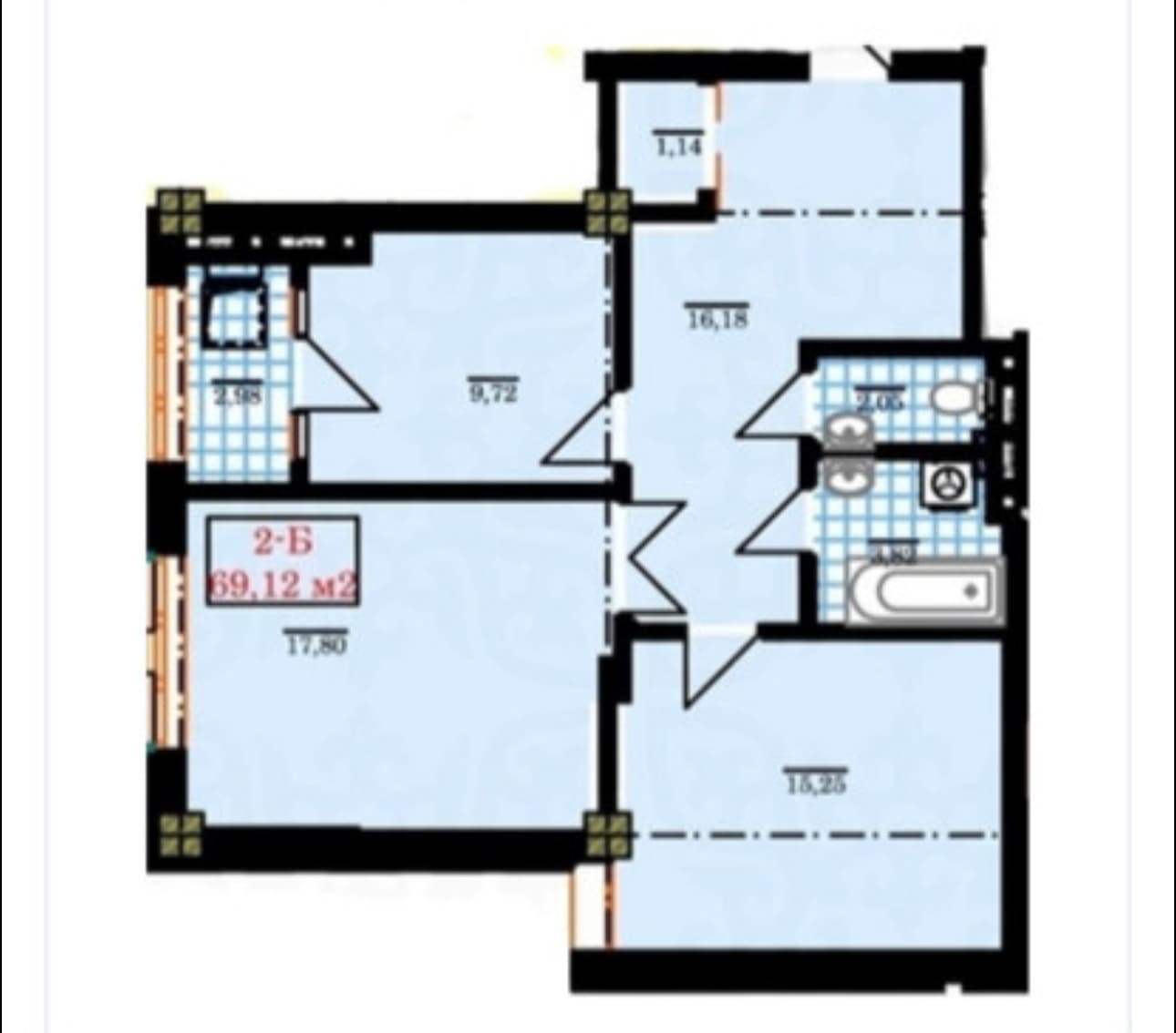 Продажа, Элитка, 2 ком, 69 м2, этаж 9/14, ж/к Ихлас Джал-15, Сост: Сдан ПСО - фото 9