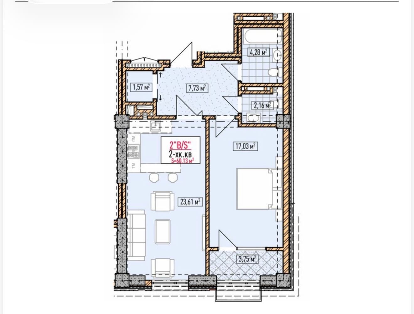 Продажа, Элитка, 2 ком, 60.13 м2, этаж 8/18, ж/к Нью-Йорк сити (New York city), Сост: Строящийся ПСО - фото 1
