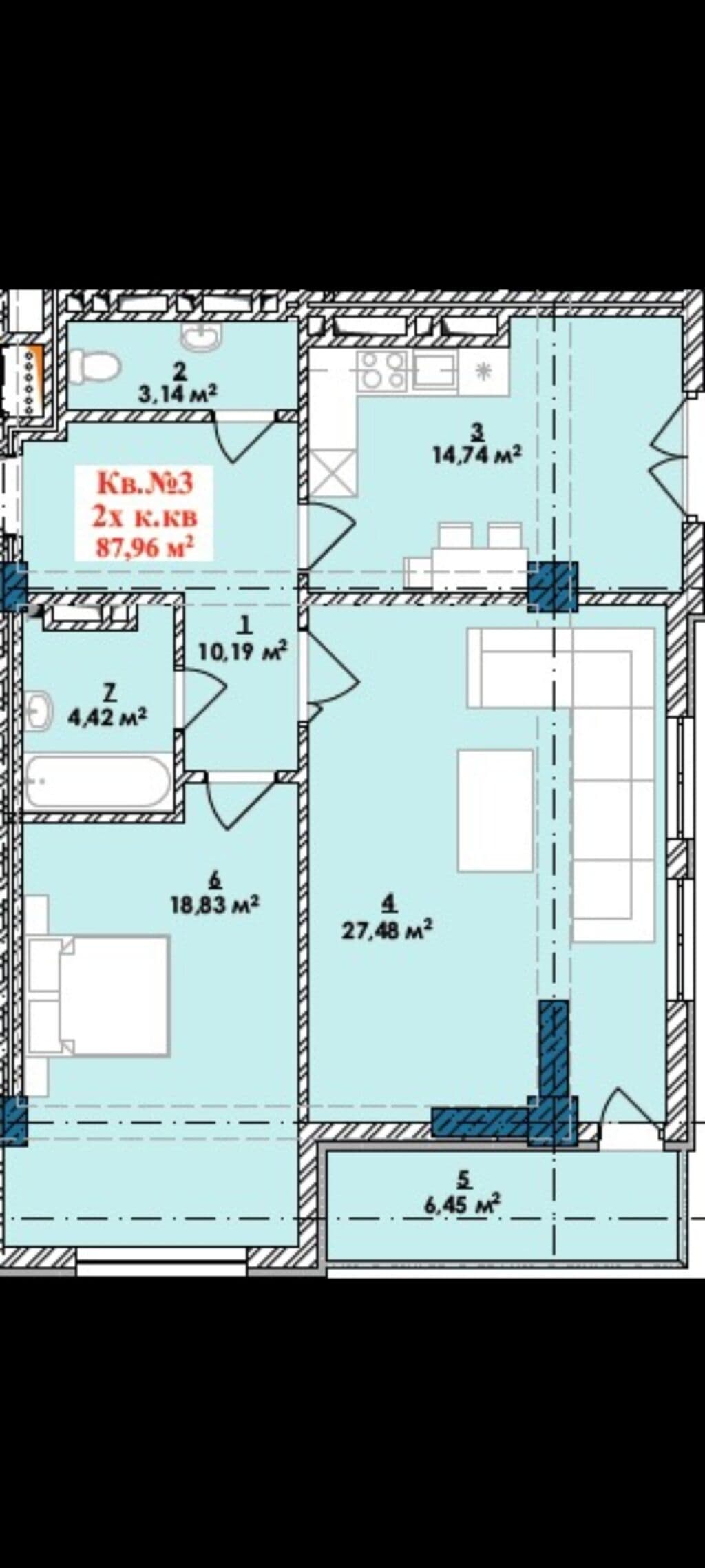 Элитка, 2 ком, 88 м2, этаж 4/12, ж/к ЖК "12th City Residence", Сост: Строящийся ПСО - фото 10
