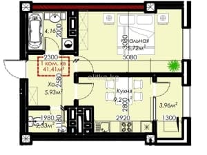 Элитка, 1 ком, 41 м2, этаж 9/16, ж/к Royal Garden, Сост: Строящийся ПСО - фото 2
