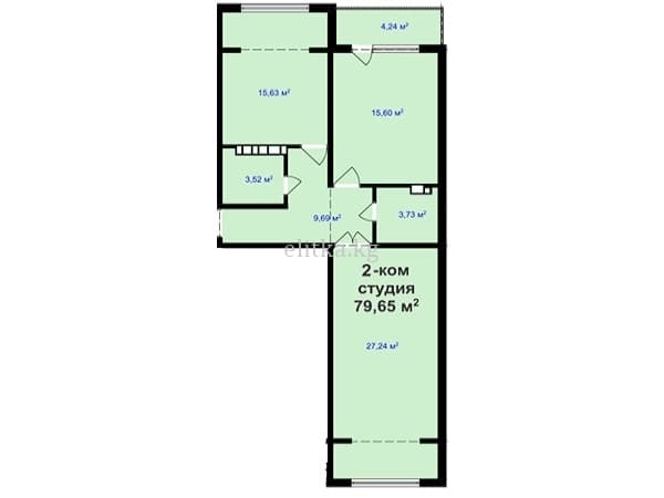 Элитка, 2 ком, 79 м2, этаж 3/9, ж/к Aalam City, Сост: Сдан ПСО - фото 1