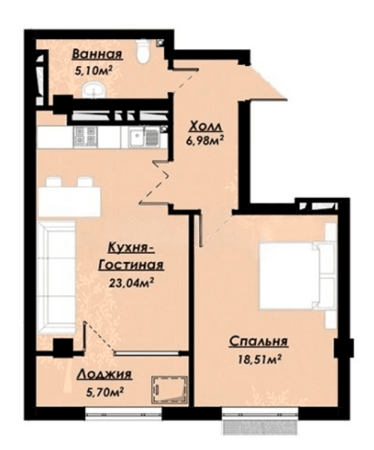 Элитка, 2 ком, 59.3 м2, этаж 10/14, ж/к Семак, Сост: Строящийся ПСО - фото 4