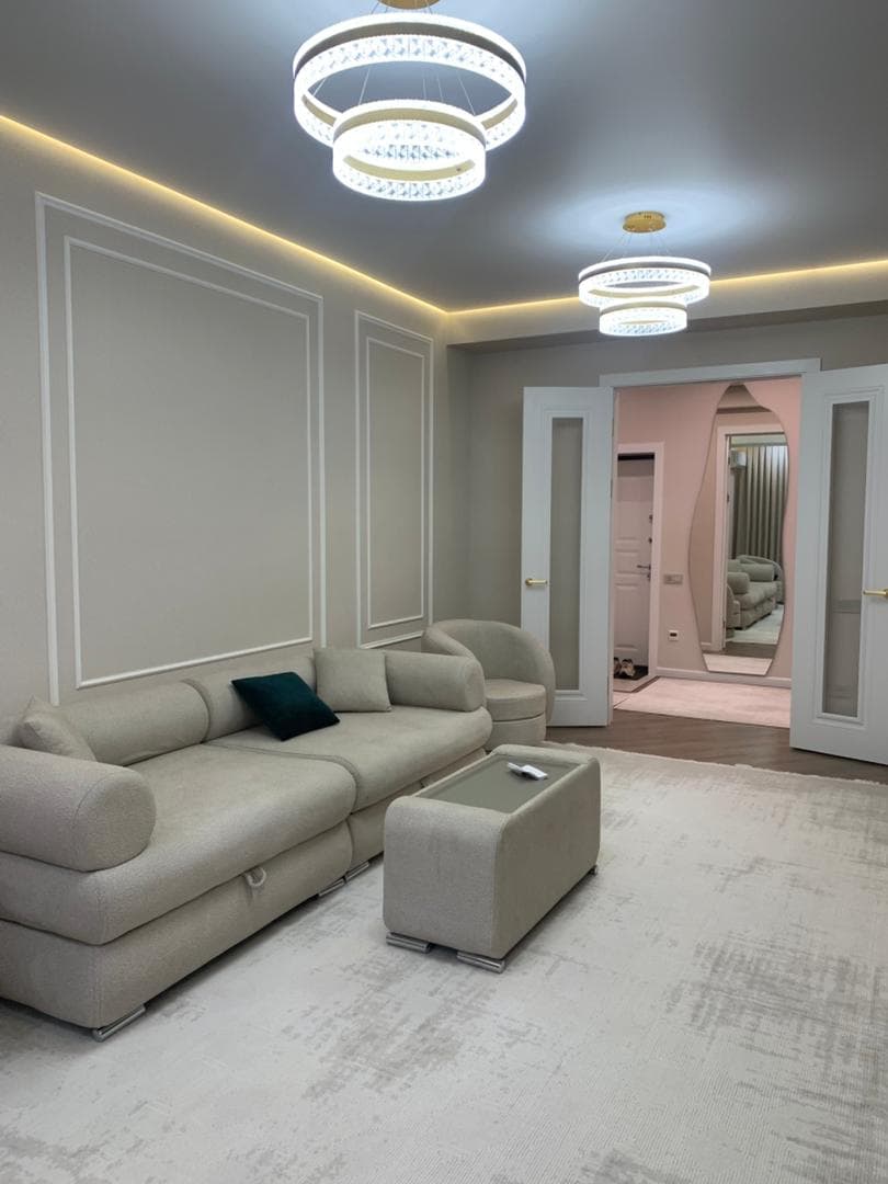 Элитка, 2 ком, 80 м2, этаж 8/14, ж/к Нурзаман Сити (Nurzaman City), Сост: Евроремонт - фото 1