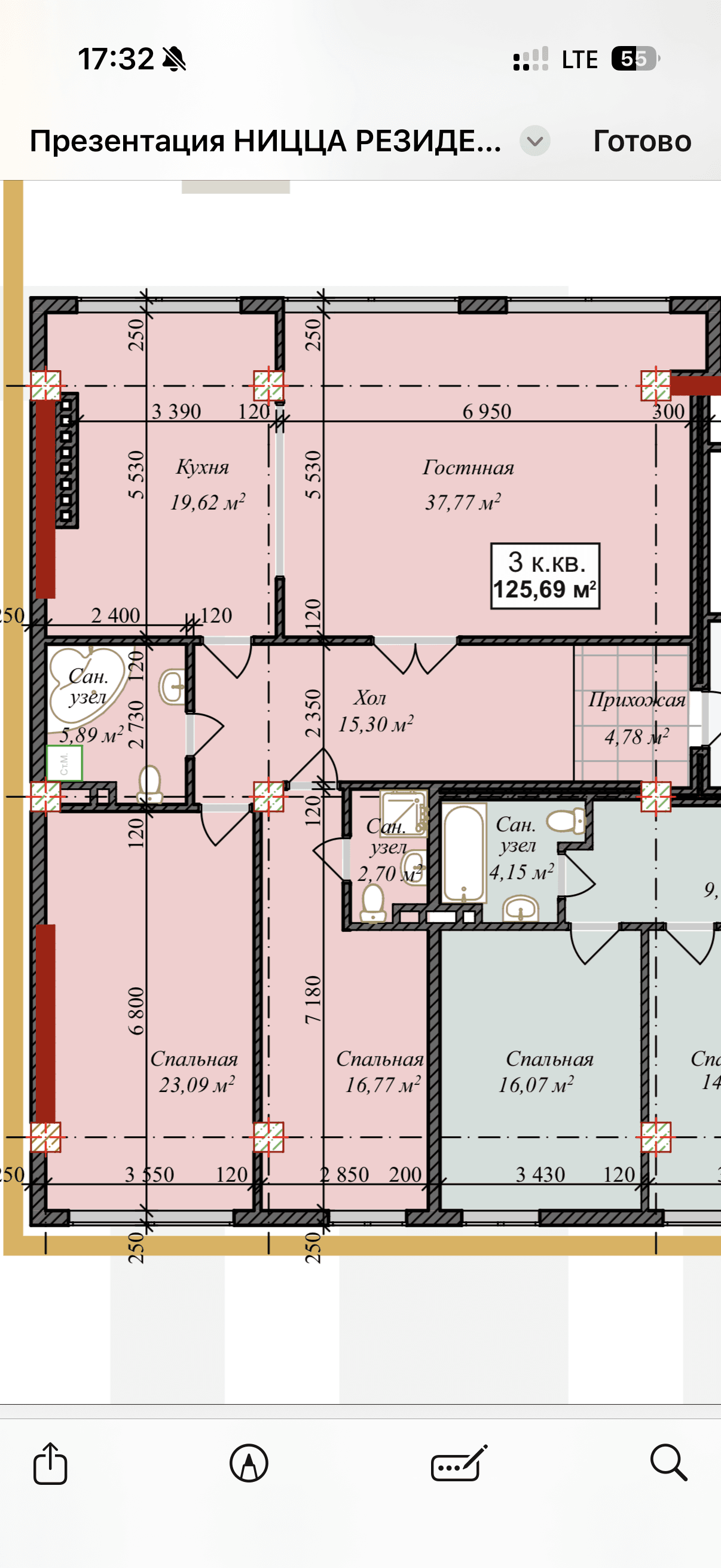 Элитка, 3 ком, 120 м2, этаж 4/4, ж/к Ницца Резиденс (Nitca Residence), Сост: Строящийся ПСО - фото 3