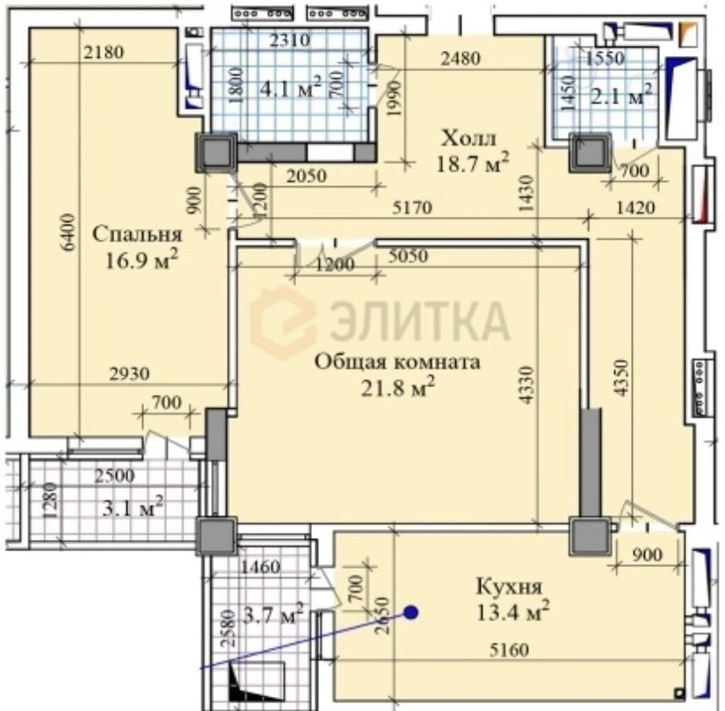 Элитка, 2 ком, 84 м2, этаж 3/12, ж/к ЖК Эмель, Сост: Сдан ПСО - фото 1