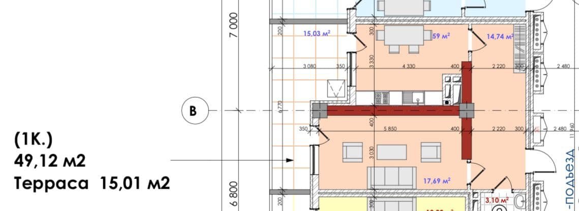 Продажа, Элитка, 1 ком, 56.62 м2, этаж 2/16, ж/к Крейсер (Kreyser) - фото 4