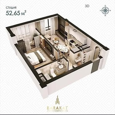Элитка, 2 ком, 52 м2, этаж 11/12, ж/к ЖК Rayan, Сост: Сдан ПСО - фото 2