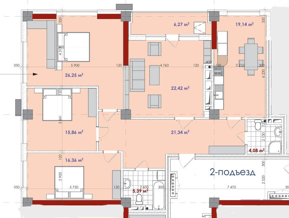 Элитка, 4 ком, 137.11 м2, этаж 12/16, ж/к Крейсер (Kreyser), Сост: Евроремонт - фото 1