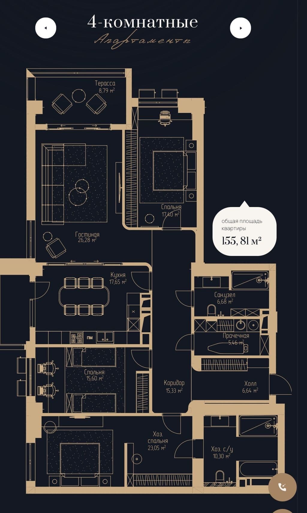 Продажа, Элитка, 4 ком, 156 м2, этаж 8/18, ж/к Прайм Парк (Prime Park), Сост: Сдан ПСО - фото 1