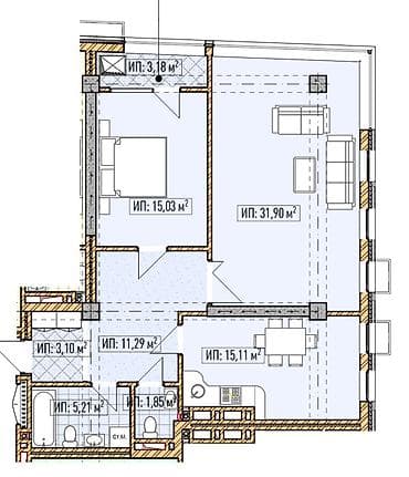 Элитка, 2 ком, 87.7 м2, этаж 7/14, ж/к Нью-Йорк сити (New York city) - фото 6