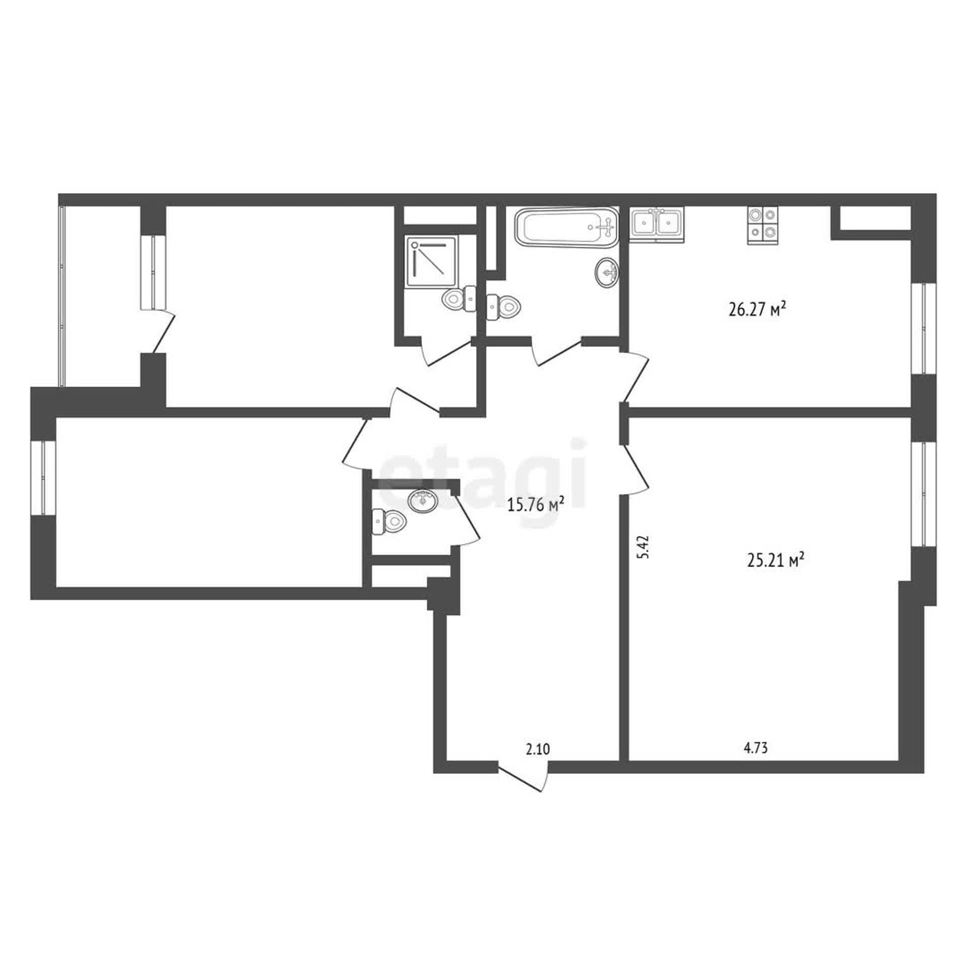 Элитка, 3 ком, 100 м2, этаж 11/12, ж/к Green-Park (Грин Парк), Сост: Сдан ПСО - фото 1
