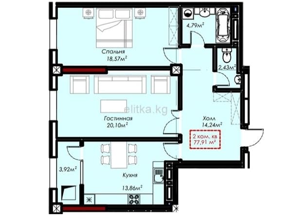 Продажа, Элитка, 2 ком, 72.25 м2, этаж 10/16, ж/к Royal Garden, Сост: Строящийся ПСО - фото 1