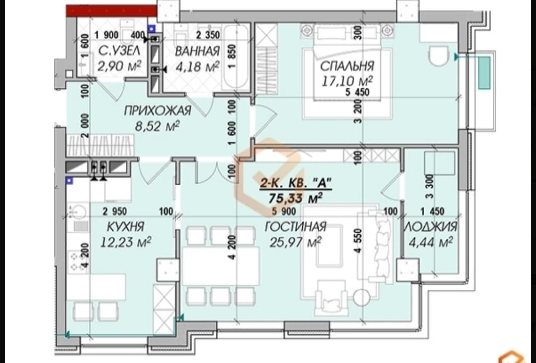 Продажа, Элитка, 2 ком, 75 м2, этаж 18/20, ж/к Эпос, Сост: Строящийся ПСО - фото 5