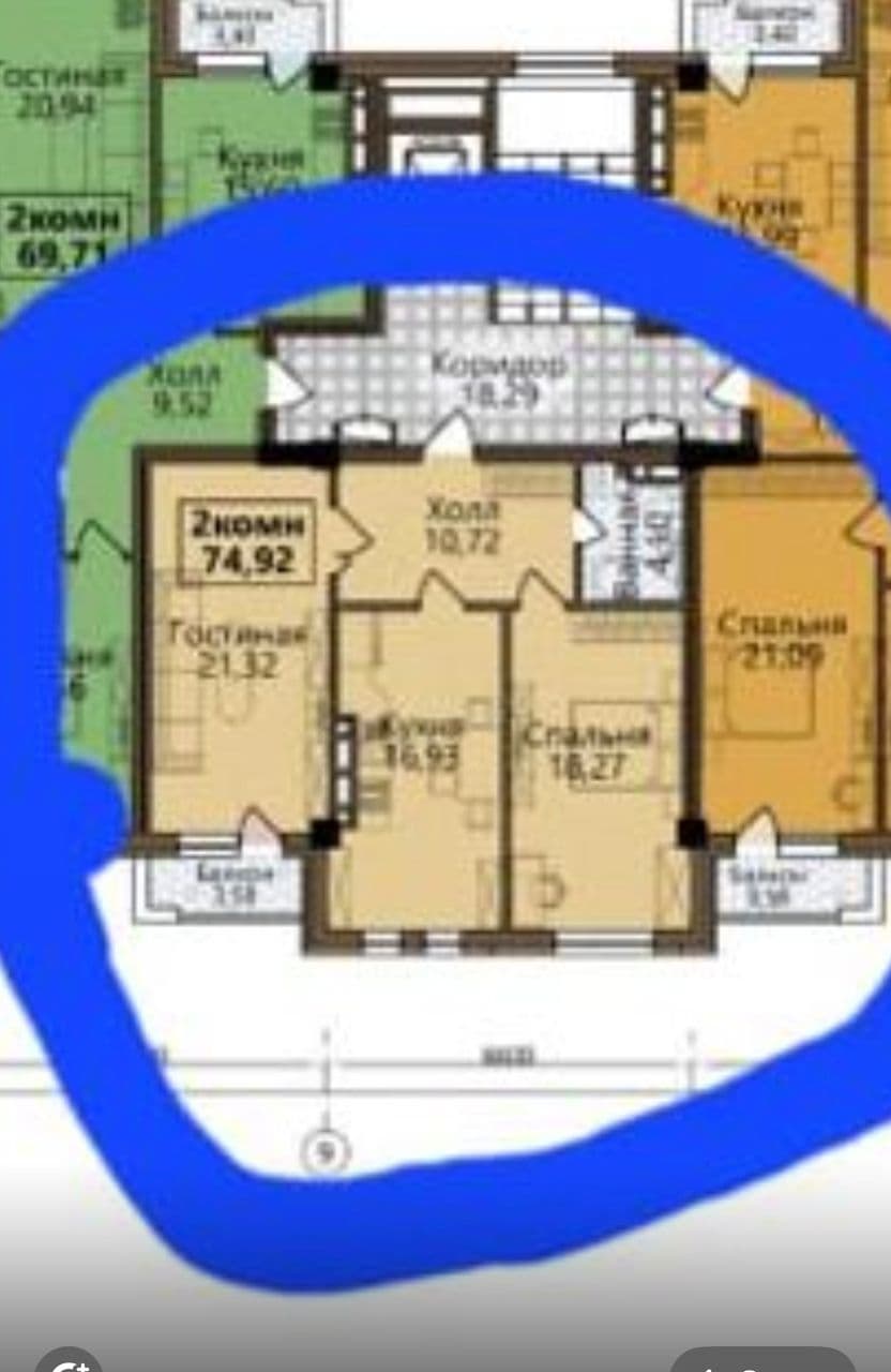 Продажа, Элитка, 2 ком, 75 м2, этаж 9/18, ж/к Памир Строй (Pamir Stroy), Сост: Строящийся ПСО - фото 2