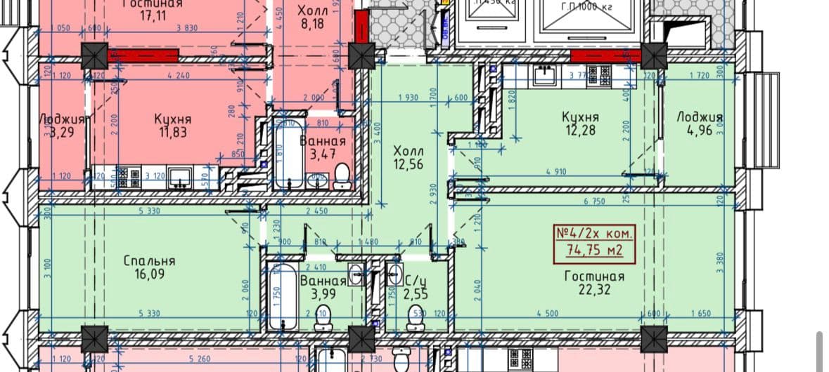 Продажа, Элитка, 2 ком, 74 м2, этаж 2/16, ж/к Madina Residence/Мадина Резиденс, Сост: Строящийся ПСО - фото 1