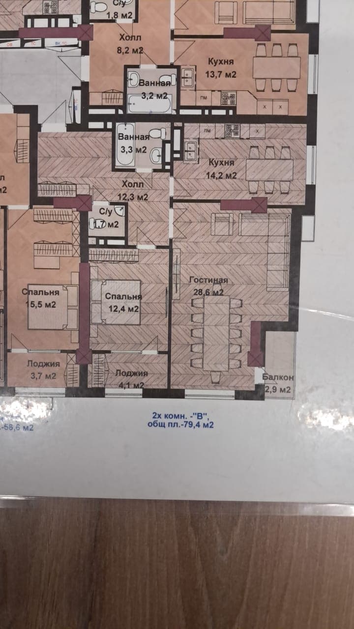Элитка, 2 ком, 79 м2, этаж 5/15, ж/к Vesta Tower, Сост: Сдан ПСО - фото 2