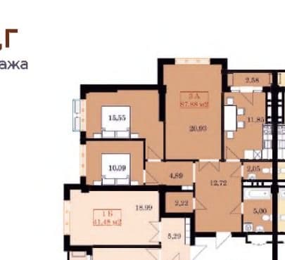 Элитка, 88 м2, этаж 13/14, ж/к Ихлас Джал-15, Сост: Сдан ПСО - фото 1