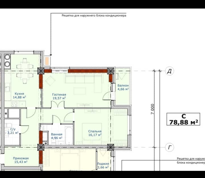 Элитка, 2 ком, 79 м2, этаж 9/16, ж/к Borsan Residents (Борсан Резиденс), Сост: Строящийся ПСО - фото 1