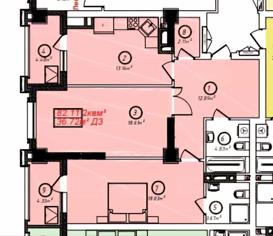 Продажа, Элитка, 2 ком, 82 м2, этаж 11/14, ж/к Немецкий Квартал, Сост: Сдан ПСО - фото 5