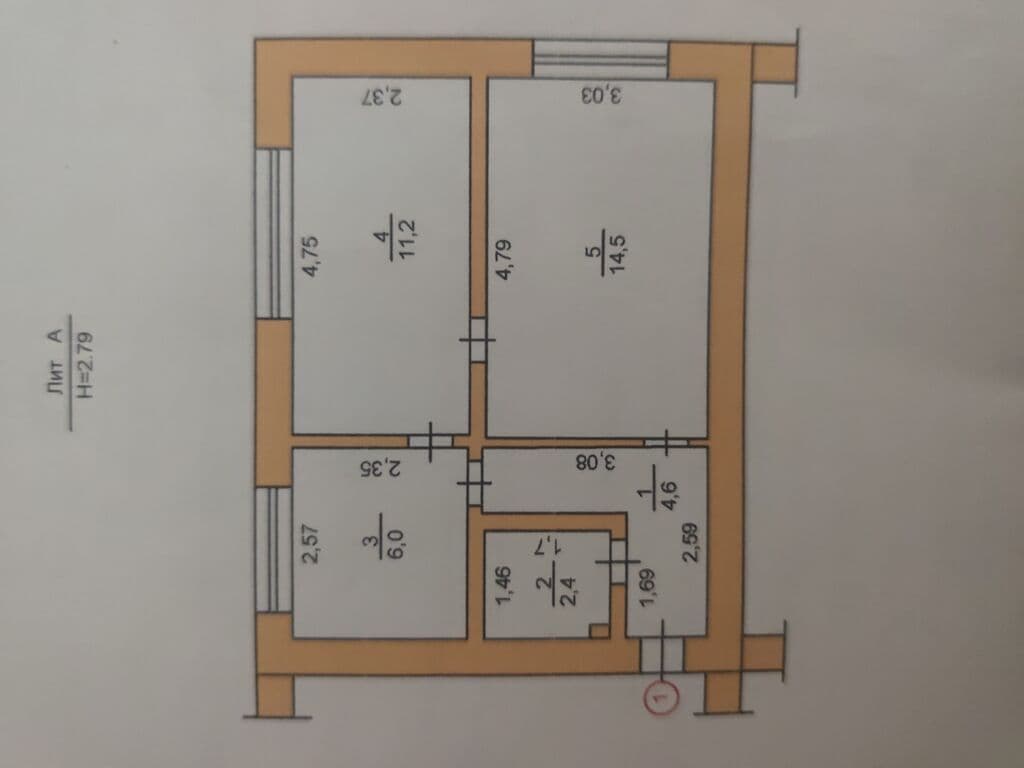 Продажа, Хрущёвка, 2 ком, 42 м2, этаж 1/4, Сост: Без ремонта - фото 1