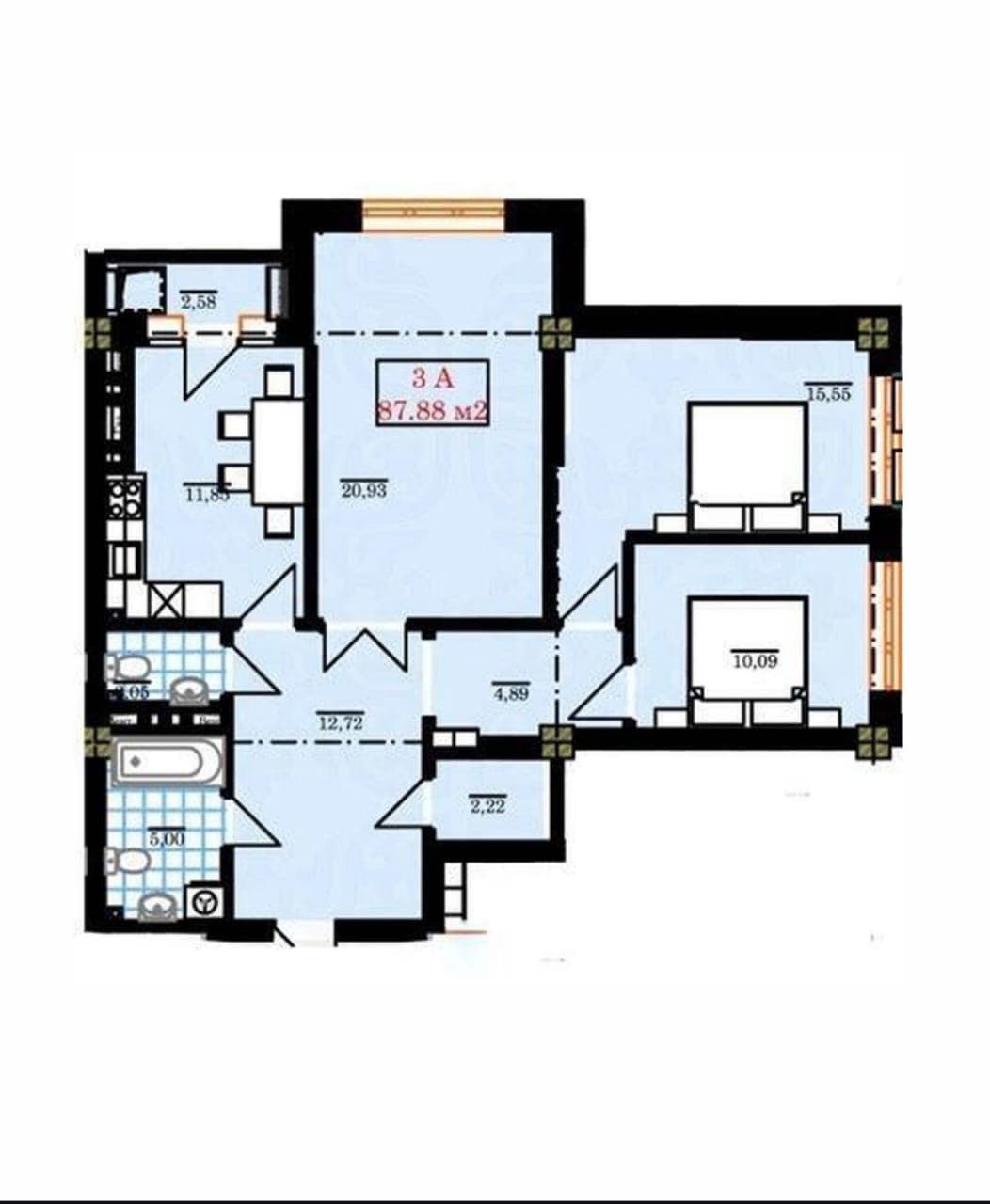 Продажа, Элитка, 3 ком, 88 м2, этаж 14/14, ж/к Ихлас Джал-15, Сост: Сдан ПСО - фото 3