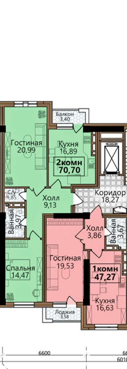 Элитка, 2 ком, 71 м2, этаж 4/9, ж/к Элиф Гарден/Elif Garden, Сост: Строящийся ПСО - фото 1