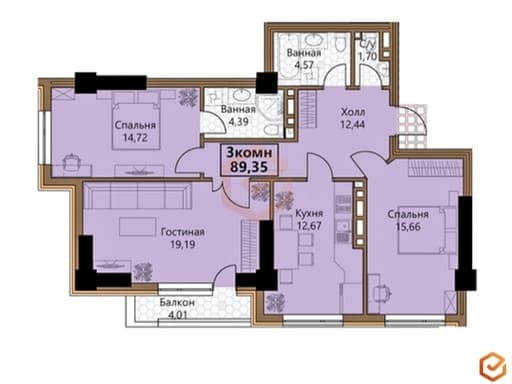 Элитка, 3 ком, 89 м2, этаж 17/18, ж/к Элиф Гарден/Elif Garden, Сост: Строящийся ПСО - фото 5