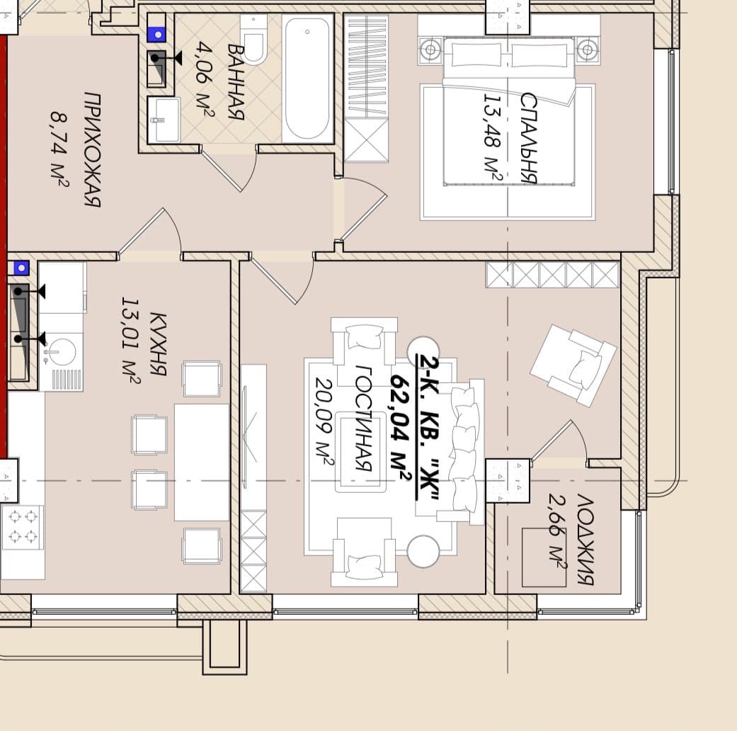 Продажа, Элитка, 2 ком, 62 м2, этаж 12/13, ж/к Асман Резиденс (Asman Residence), Сост: Сдан ПСО - фото 1