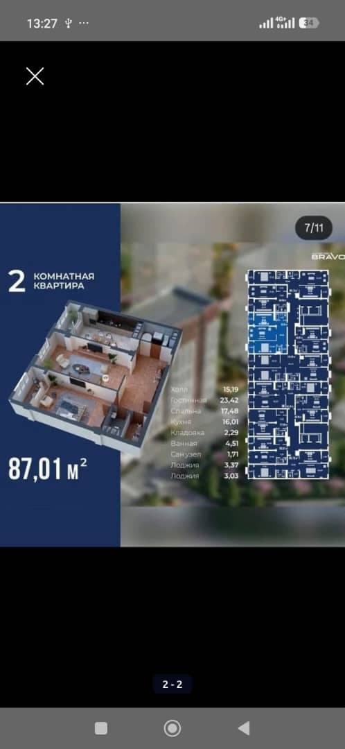 Продажа, Элитка, 2 ком, 87 м2, этаж 3/12, ж/к Bravo Sunrise VIP городок Браво, Сост: Строящийся ПСО - фото 2