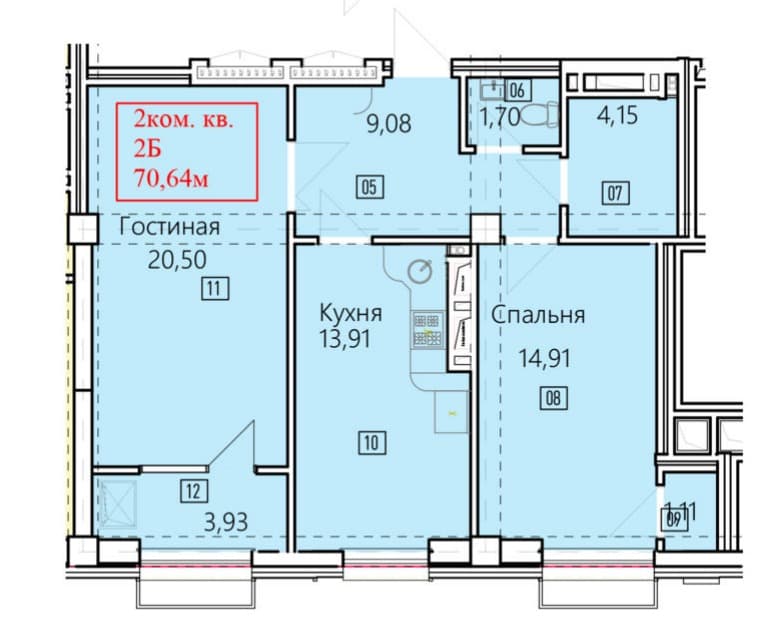 Элитка, 2 ком, 70 м2, этаж 5/15, ж/к Нью-Йорк сити (New York city), Сост: Сдан ПСО - фото 1