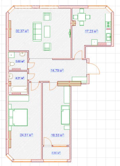 Элитка, 120 м2, этаж 2/10, ж/к Панфилов (Panfilov), Сост: Хорошее - фото 14