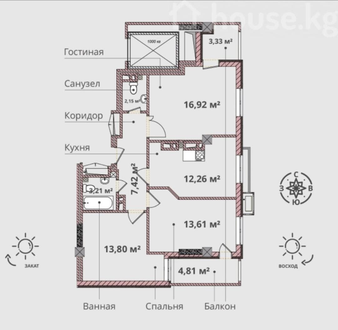 Продажа, Элитка, 3 ком, 75.5 м2, этаж 2/10, ж/к Аура, Сост: Сдан ПСО - фото 1