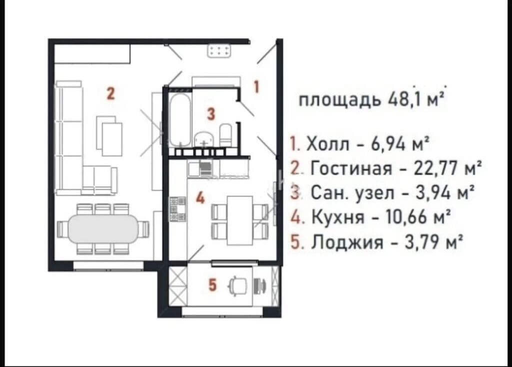 Элитка, 1 ком, 48 м2, этаж 7/9, ж/к JIbek City, Сост: Сдан ПСО - фото 2