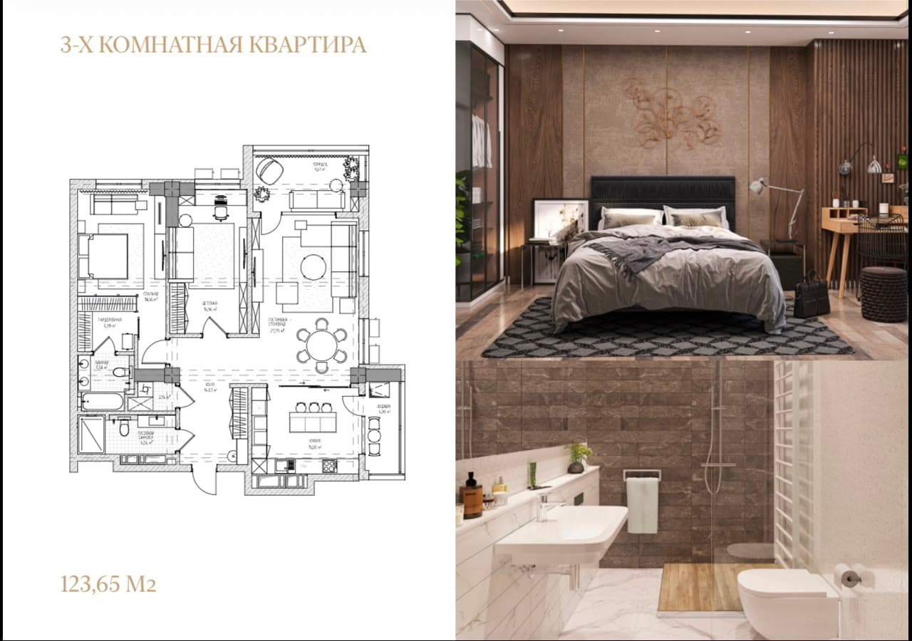 Элитка, 123.65 м2, этаж 8/18, ж/к Прайм Парк (Prime Park) - фото 1
