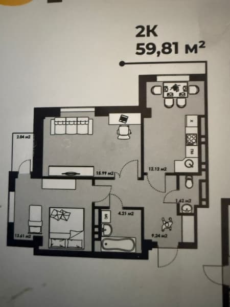 Элитка, 2 ком, 60 м2, этаж 14/14, ж/к ЖК Discovery - фото 1