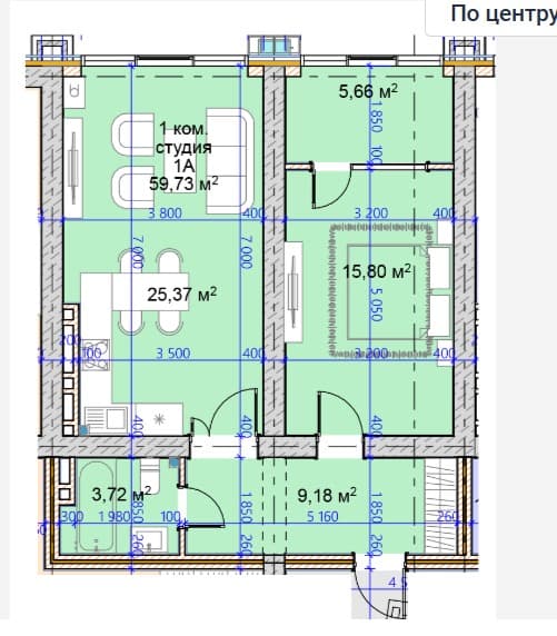 Элитка, 1 ком, 59.73 м2, этаж 18/25, ж/к ЖК Houston Tower (Хьюстон Тауэр), Сост: Строящийся ПСО - фото 8