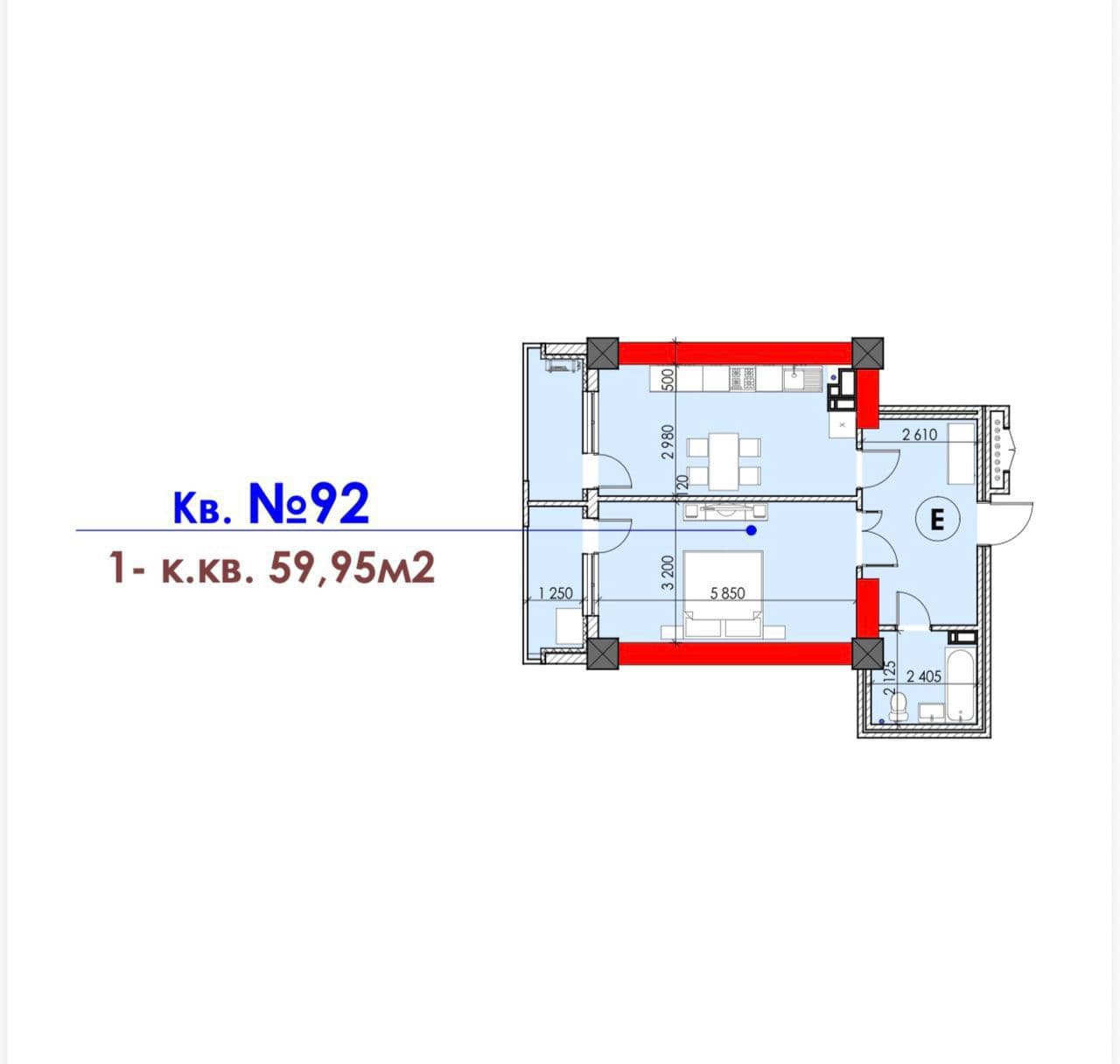 Элитка, 1 ком, 60 м2, этаж 10/18, ж/к Turpan Tower, Сост: Сдан ПСО - фото 2
