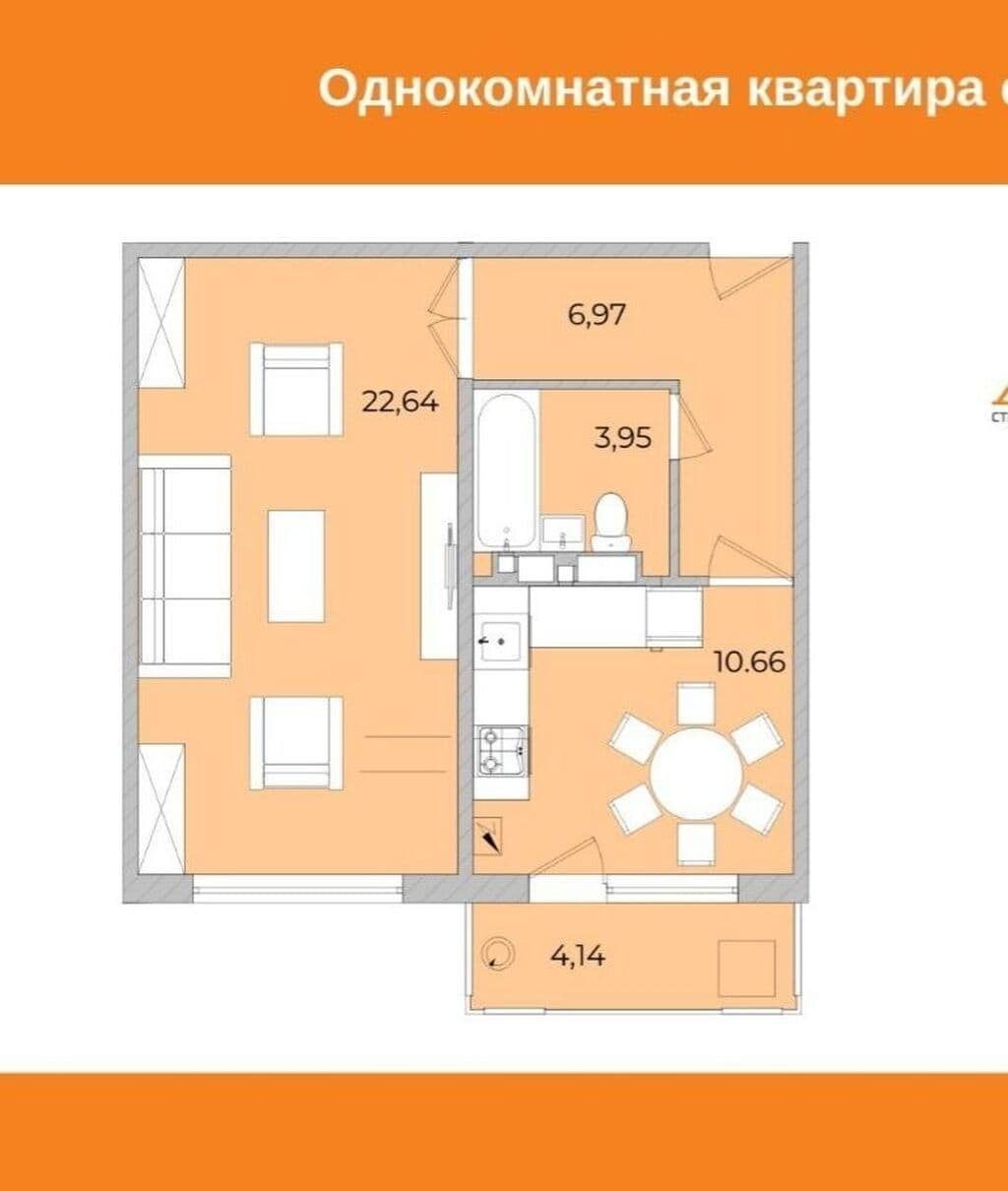 Элитка, 1 ком, 48 м2, этаж 9/9, Сост: Сдан ПСО - фото 3