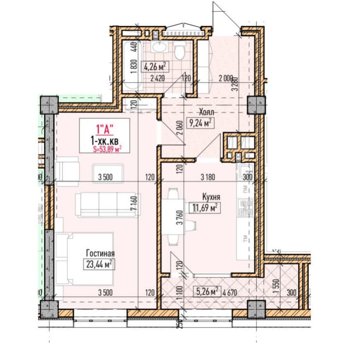 Продажа, Элитка, 1 ком, 53.89 м2, этаж 9/18, ж/к Нью-Йорк сити (New York city), Сост: Строящийся ПСО - фото 1