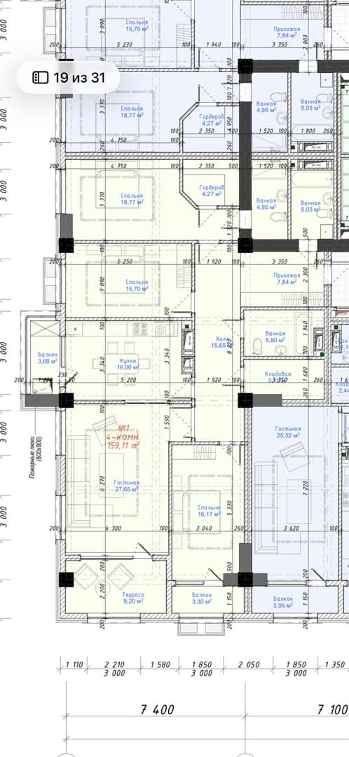 Элитка, 164 м2, этаж 3/20, ж/к Прайм Парк (Prime Park), Сост: Строящийся ПСО