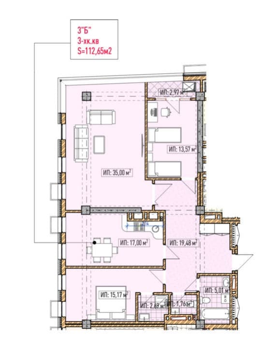 Элитка, 3 ком, 112.64 м2, этаж 9/14, ж/к Нью-Йорк сити (New York city), Сост: Сдан ПСО - фото 2
