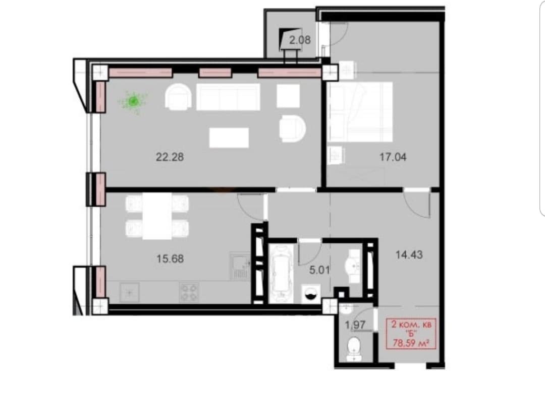 Элитка, 2 ком, 80 м2, этаж 16/16, ж/к BROOKLYN, Сост: Сдан ПСО