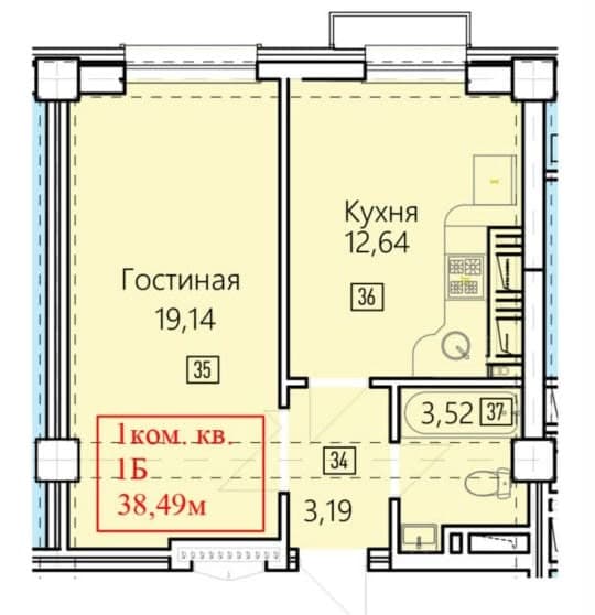 Элитка, 1 ком, 39 м2, этаж 13/14, ж/к Нью-Йорк сити (New York city), Сост: Строящийся ПСО - фото 2