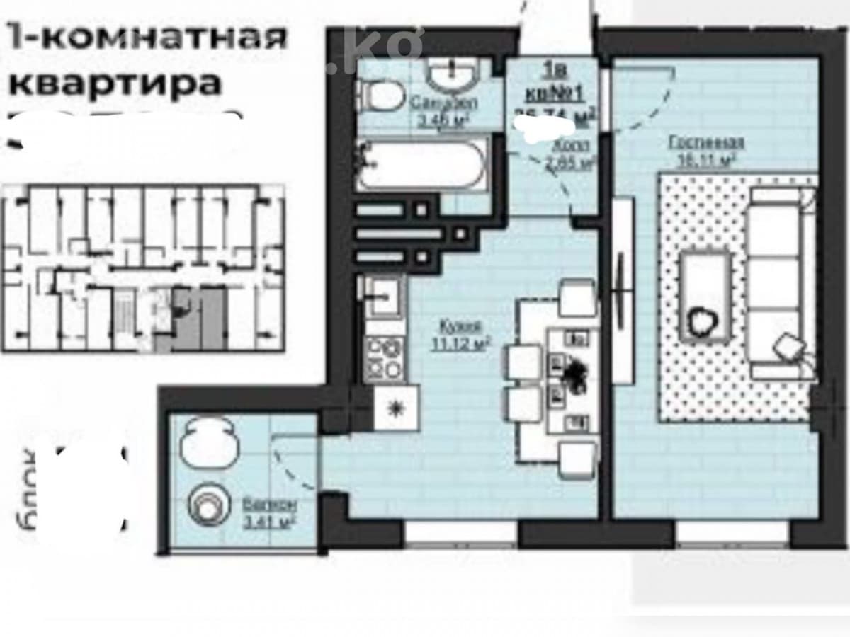 Элитка, 37 м2, этаж 9/15, Сост: Сдан ПСО - фото 1