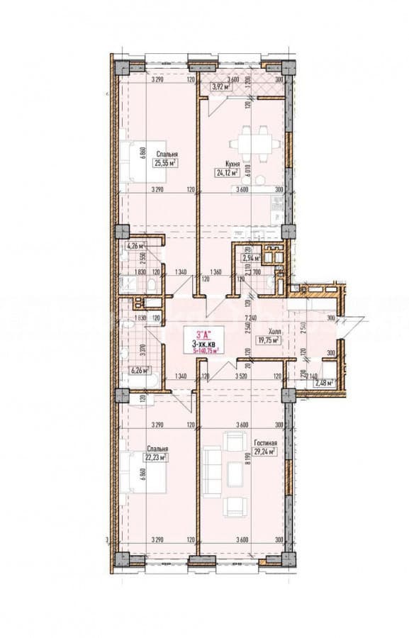Элитка, 3 ком, 140.75 м2, этаж 13/15, ж/к Нью Сити( New city), Сост: Строящийся ПСО - фото 3