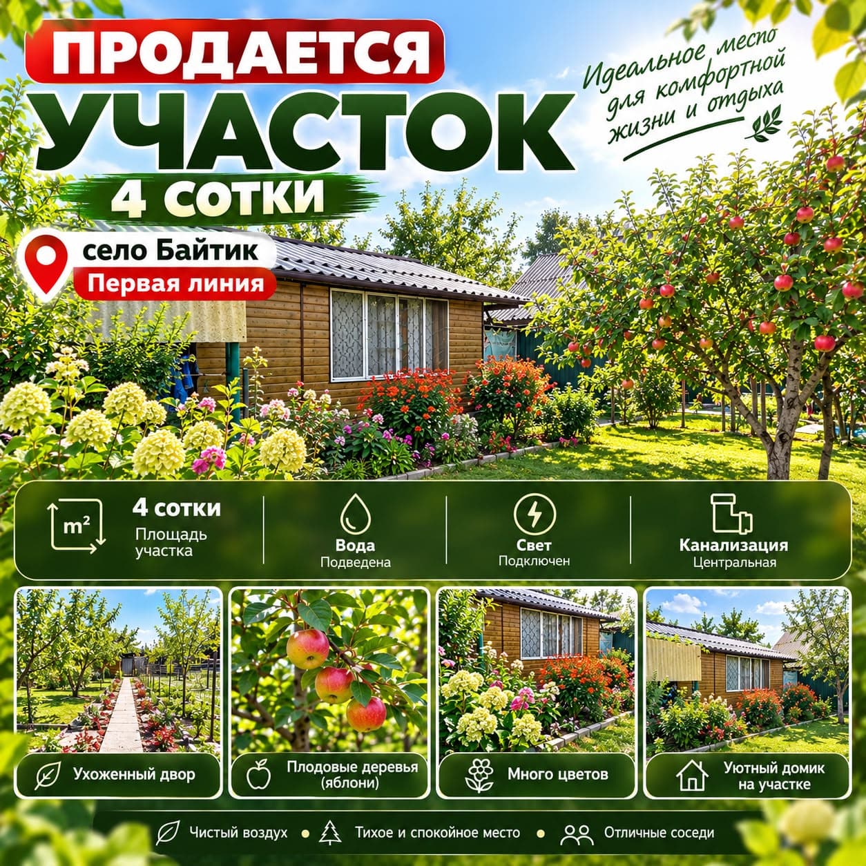 Участок, 4 соток - фото 1