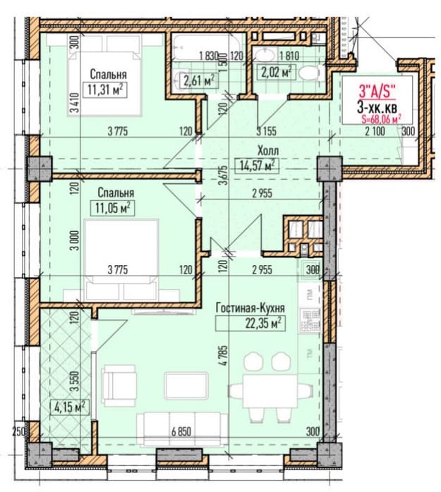 Продажа, Элитка, 2 ком, 68 м2, этаж 12/16, ж/к Нью-Йорк сити (New York city), Сост: Строящийся ПСО